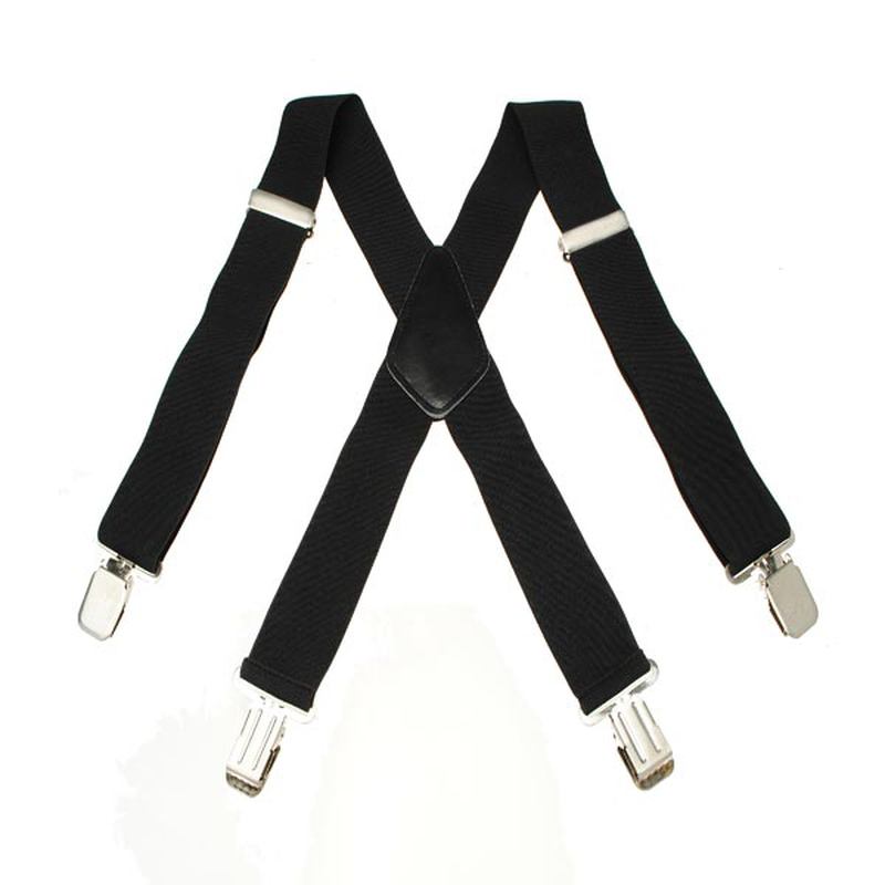 Herre Terylene 4 Clips High Stretch Elastisk Svart Hvit Suspenders