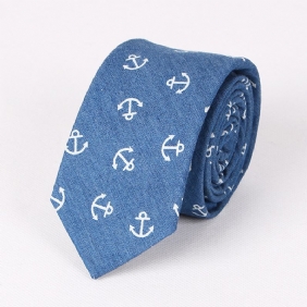 Mennslips Utendørs Fritid Vasket Denim Skull Heads Ship Med Trykk Tie For Men