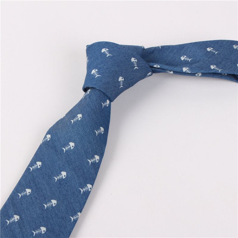 Mennslips Utendørs Fritid Vasket Denim Skull Heads Ship Med Trykk Tie For Men