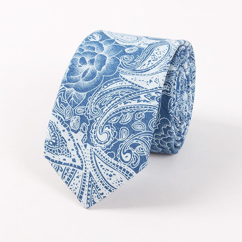 Mennslips Utendørs Fritid Vasket Denim Skull Heads Ship Med Trykk Tie For Men