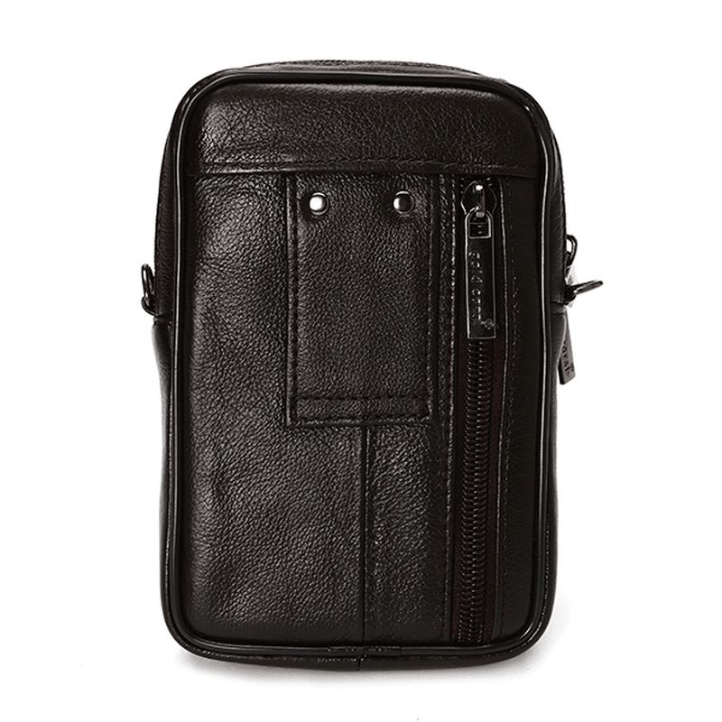 5.3 Tommer Mobiltelefon Menn Ekte Lær Vintage Midjeveske Crossbody-veske