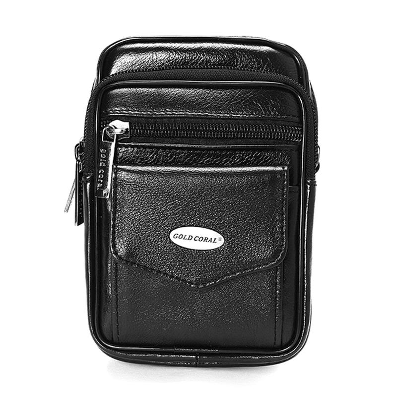 5.3 Tommer Mobiltelefon Menn Ekte Lær Vintage Midjeveske Crossbody-veske