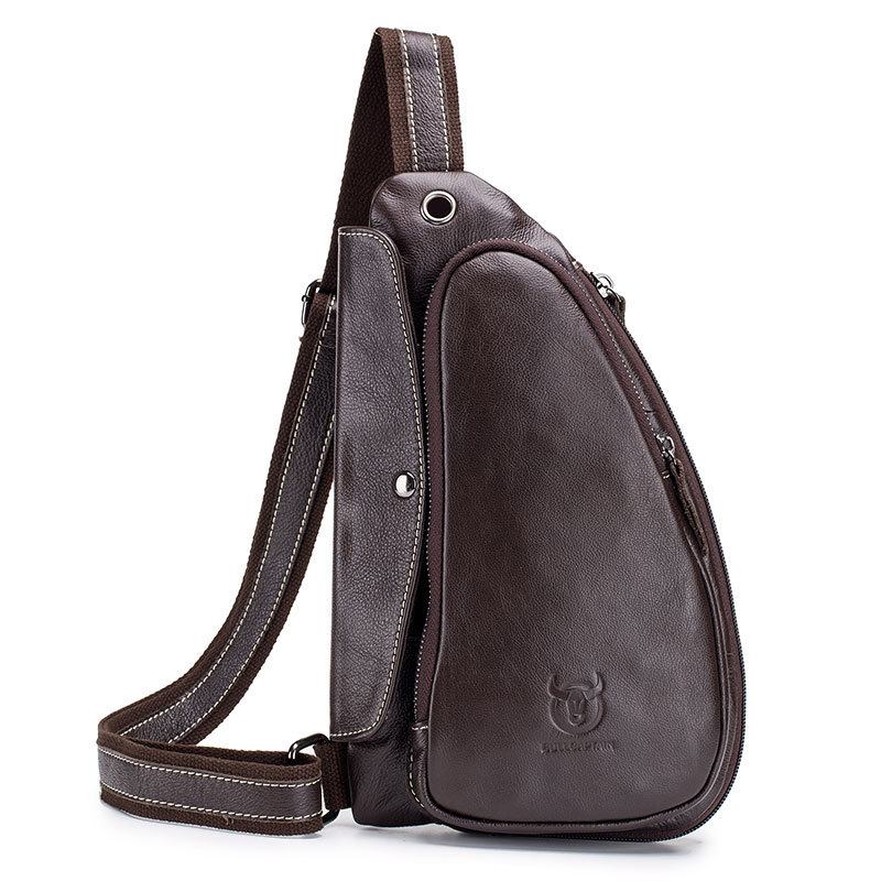 Brystveske For Menn Slyngeveske I Ekte Skinn Solid Crossbody-veske