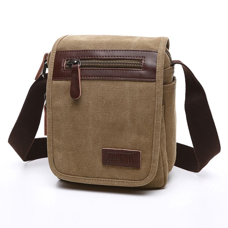 Canvas Retro Skulder Crossbody Veske Fritids Outdoor Herre Skulderveske