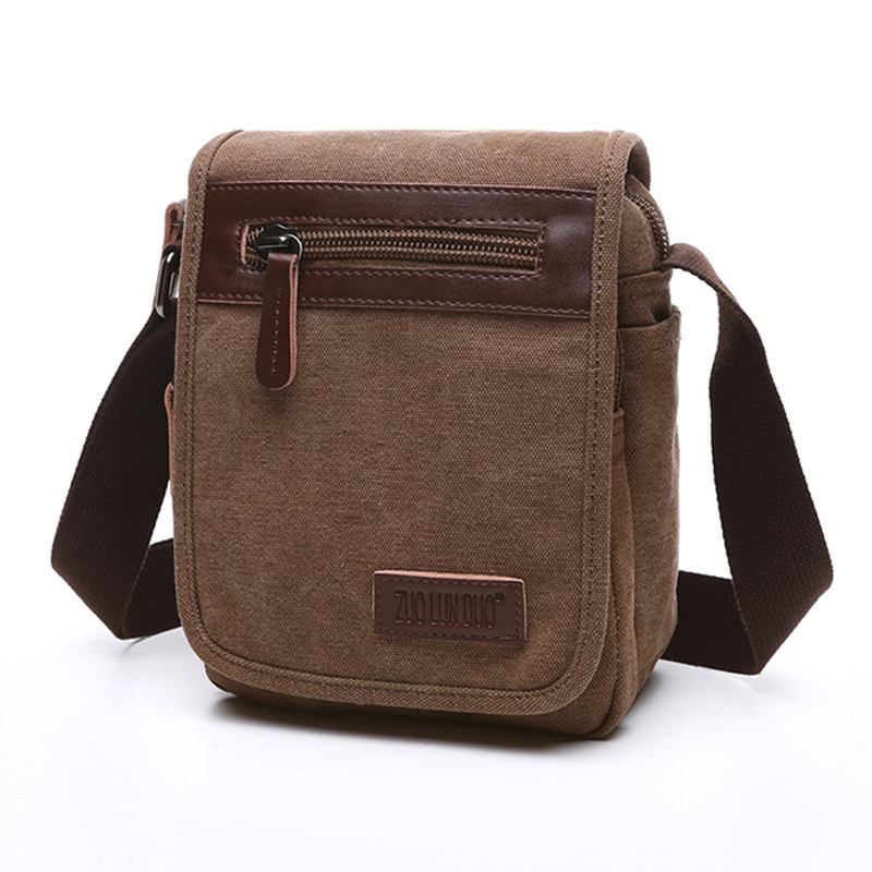 Canvas Retro Skulder Crossbody Veske Fritids Outdoor Herre Skulderveske