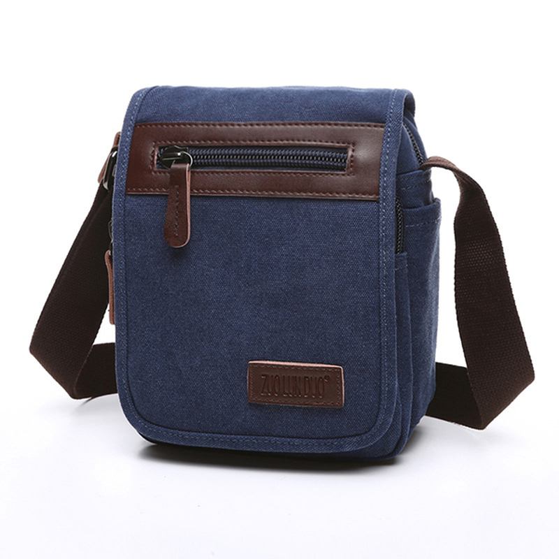 Canvas Retro Skulder Crossbody Veske Fritids Outdoor Herre Skulderveske