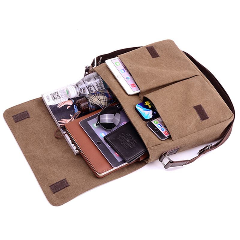 Herre Lerret Skulderveske Fritids Messenger Veske Retro Laptop Bag