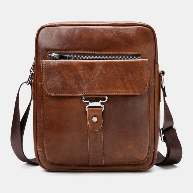 Menn Business Retro Ekte Skinn Vanntett Slitesterk Crossbody-veske