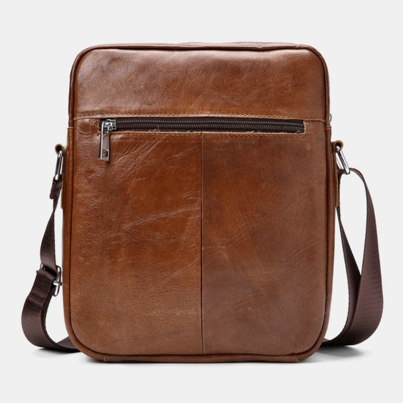 Menn Business Retro Ekte Skinn Vanntett Slitesterk Crossbody-veske