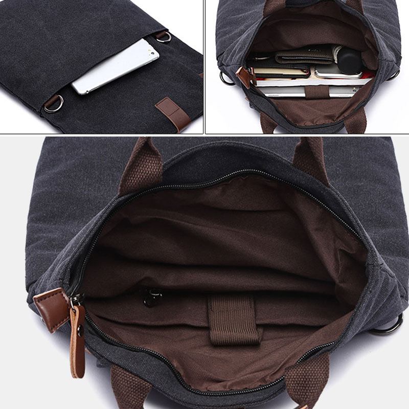 Menn Canvas Anti-theft Vanntett Vintage Messenger Veske Skulderveske Crossbody Veske Håndveske