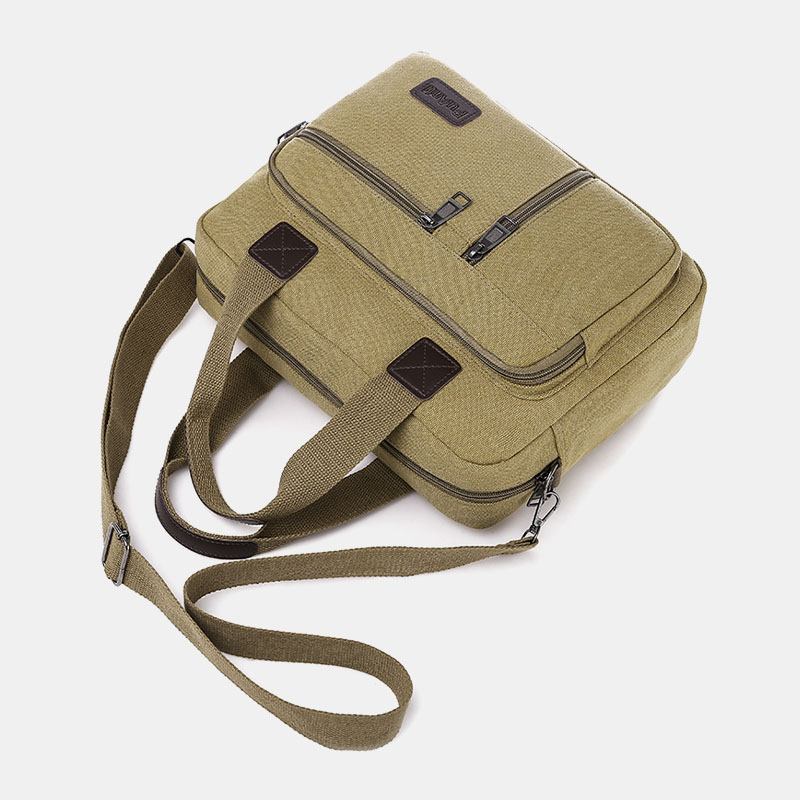 Menn Canvas Multi-pocket Stor Kapasitet Anti-theft Crossbody Bag