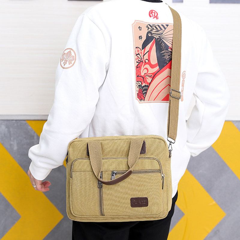 Menn Canvas Multi-pocket Stor Kapasitet Anti-theft Crossbody Bag