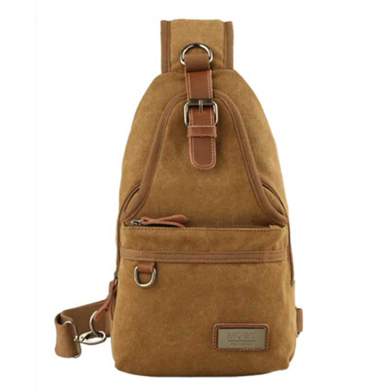 Menn Canvas Retro Crossbody Veske Brystveske Fritids Outdoor Sports Skulderveske