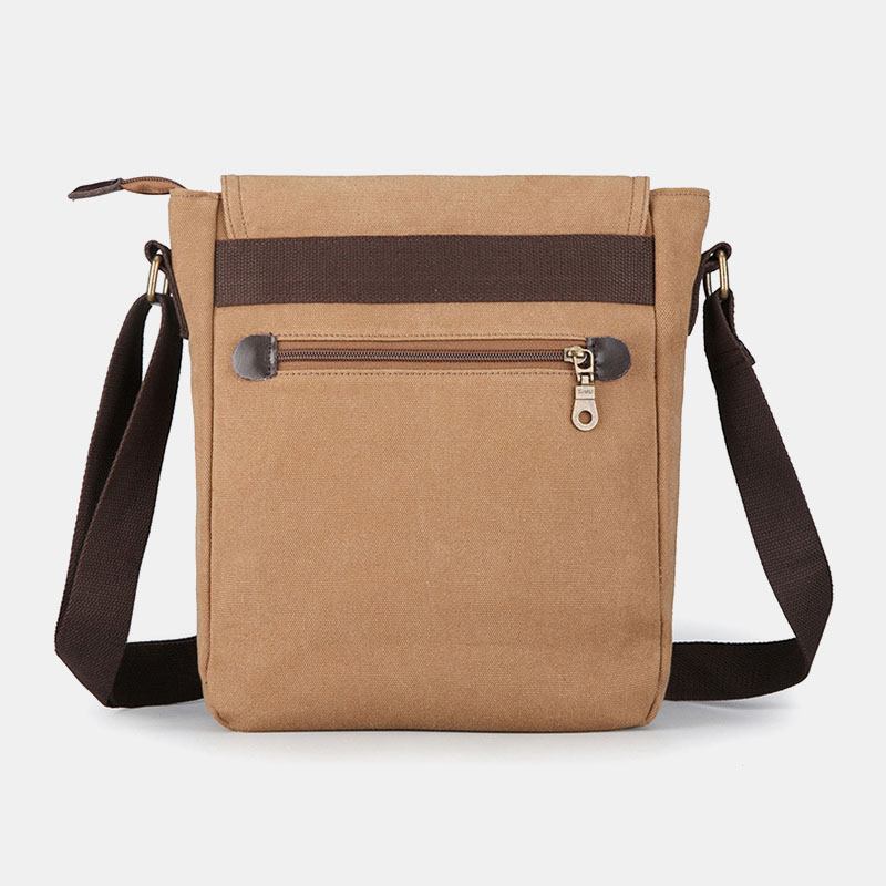 Menn Canvas Retro Skulderveske Med Stor Kapasitet Crossbody Bag