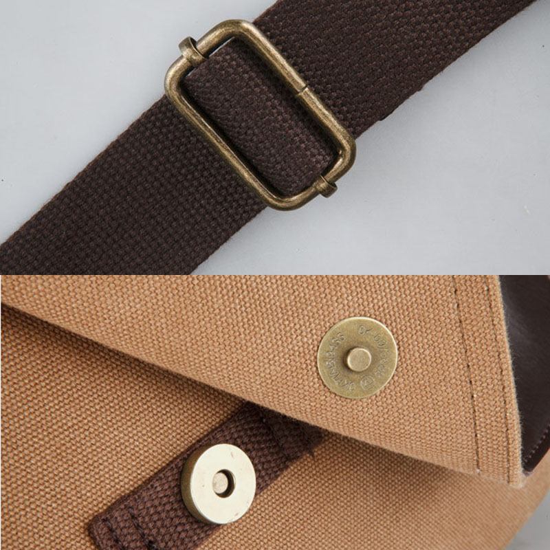 Menn Canvas Retro Skulderveske Med Stor Kapasitet Crossbody Bag