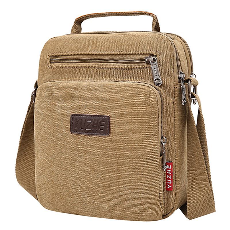 Menn Canvas Sling Veske Messenger Veske Small Travel Crossbody Veske Fit 9.7-tommers Ipad