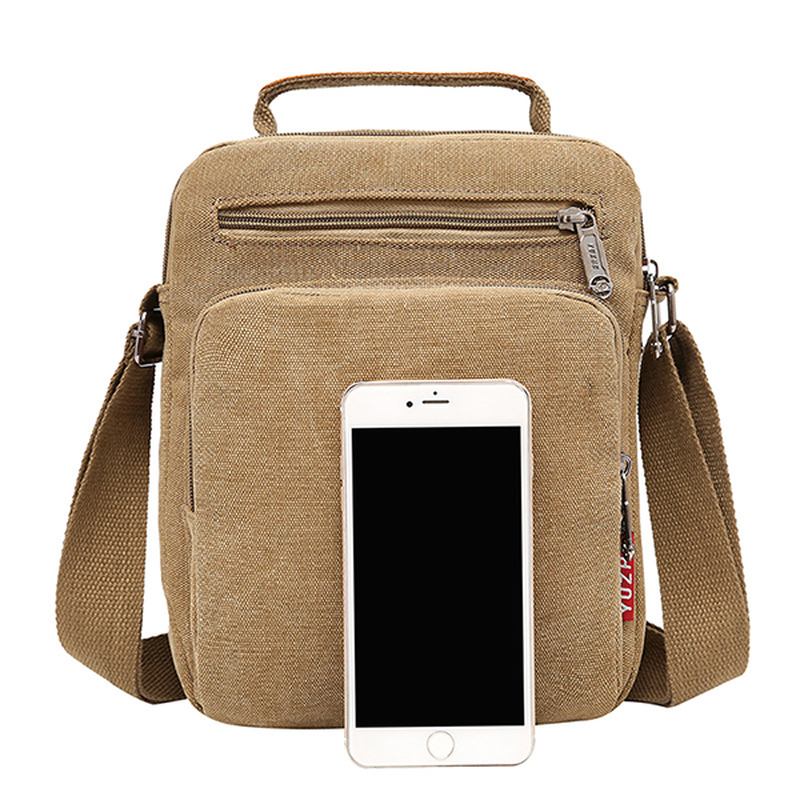 Menn Canvas Sling Veske Messenger Veske Small Travel Crossbody Veske Fit 9.7-tommers Ipad