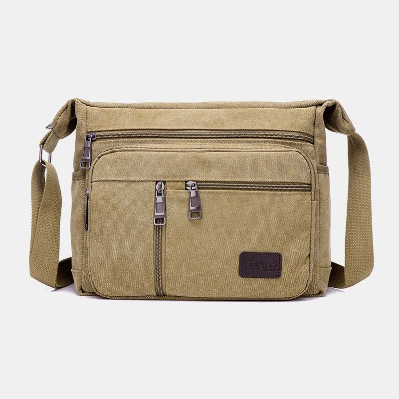 Menn Canvas Stor Kapasitet Enkel Skulderveske Crossbody Veske For Reise