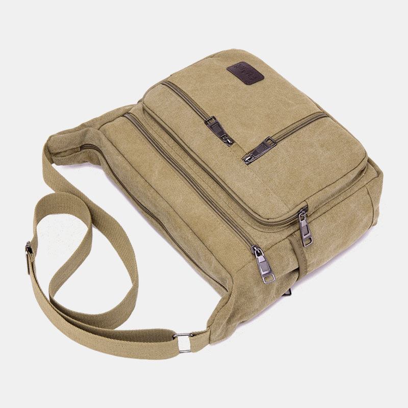 Menn Canvas Stor Kapasitet Enkel Skulderveske Crossbody Veske For Reise