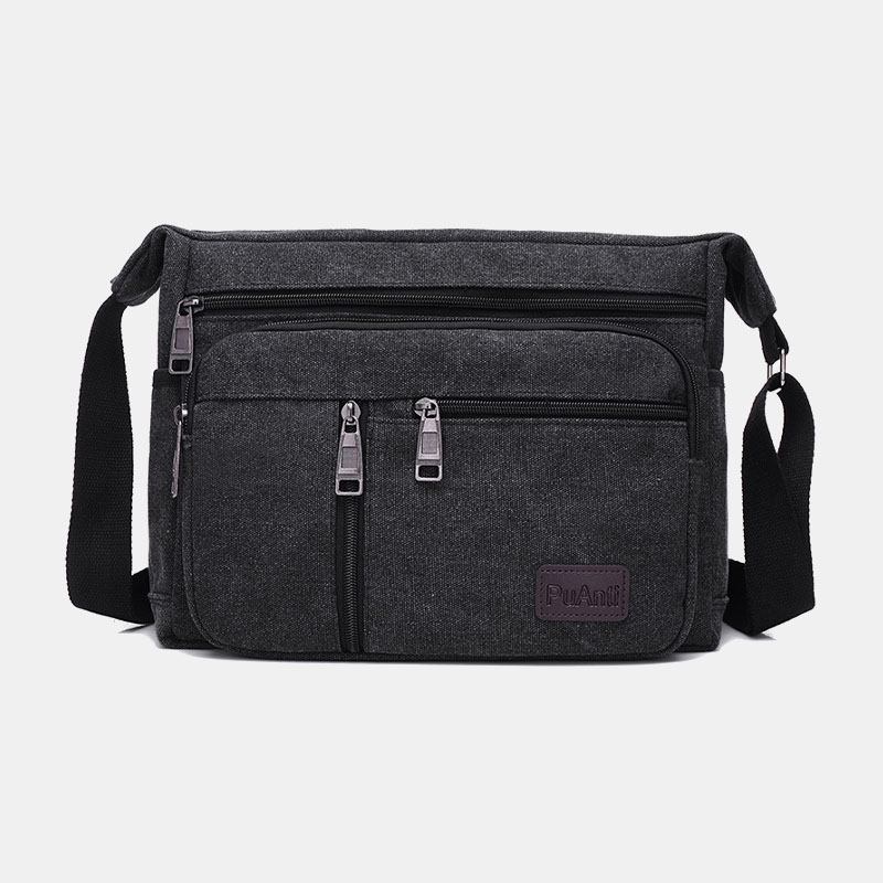 Menn Canvas Stor Kapasitet Enkel Skulderveske Crossbody Veske For Reise