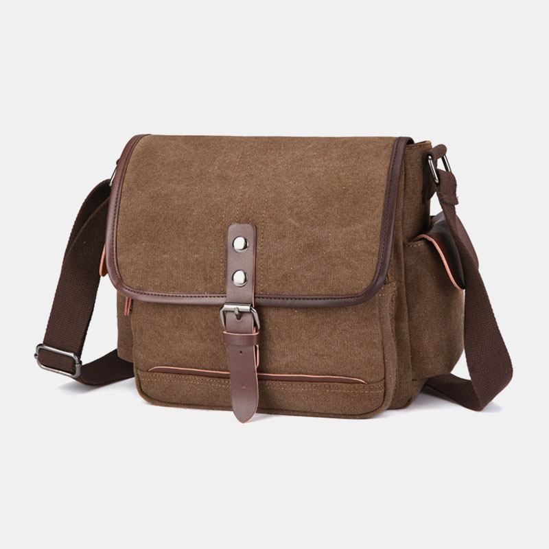 Menn Canvas Stor Kapasitet Vanntett Vintage Laptop Messenger Veske Skulderveske Crossbody Bag