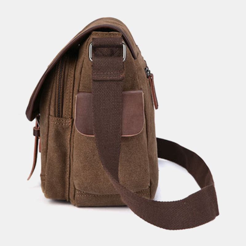 Menn Canvas Stor Kapasitet Vanntett Vintage Laptop Messenger Veske Skulderveske Crossbody Bag