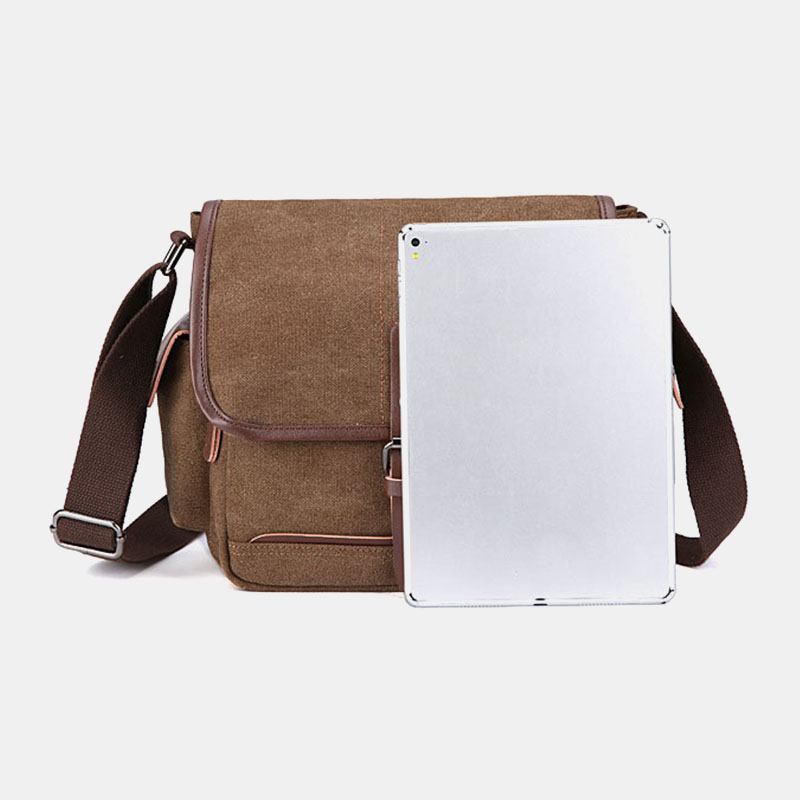 Menn Canvas Stor Kapasitet Vanntett Vintage Laptop Messenger Veske Skulderveske Crossbody Bag