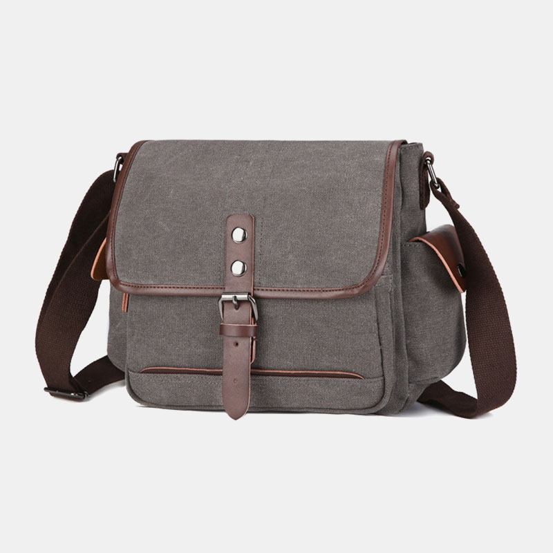 Menn Canvas Stor Kapasitet Vanntett Vintage Laptop Messenger Veske Skulderveske Crossbody Bag