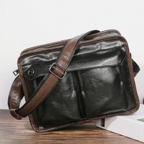 Menn Dobbeltlags Flerlomme Crossbody-vesker Mote Uformell Hodetelefon Hull Design 14-tommers Bærbar Veske Skulderveske