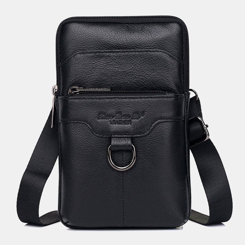 Menn Ekte Lær Kuskinn Vintage Business 6.5 Tommers Telefonveske Crossbody-veske Midjeveske Slyngeveske