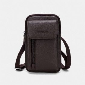 Menn Ekte Skinn 6.3 Tommers Telefonholder Belteveske Crossbody-veske