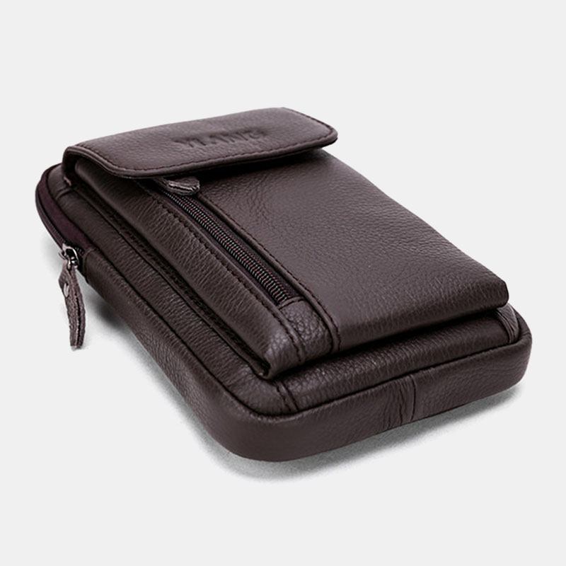 Menn Ekte Skinn 6.3 Tommers Telefonholder Belteveske Crossbody-veske