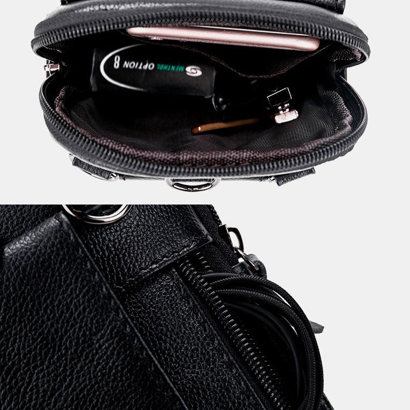 Menn Ekte Skinn 6.3 Tommers Telefonholder Belteveske Crossbody-veske