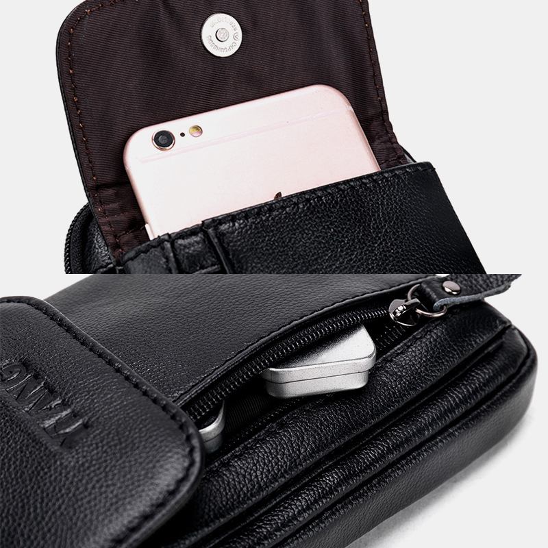 Menn Ekte Skinn 6.3 Tommers Telefonholder Belteveske Crossbody-veske