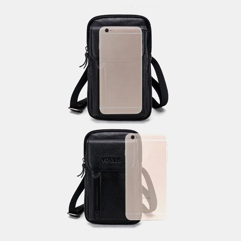 Menn Ekte Skinn 6.3 Tommers Telefonholder Belteveske Crossbody-veske