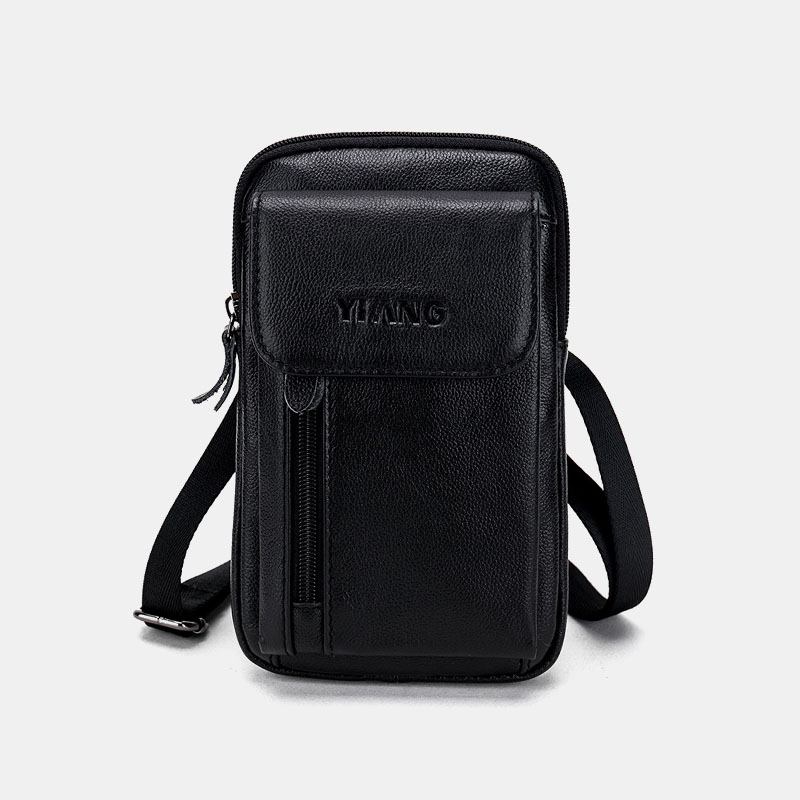 Menn Ekte Skinn 6.3 Tommers Telefonholder Belteveske Crossbody-veske