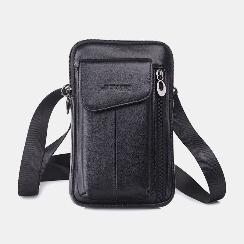 Menn Ekte Skinn 6.5 Tommers Telefonveske Midjeveske Belteveske Crossbody-veske