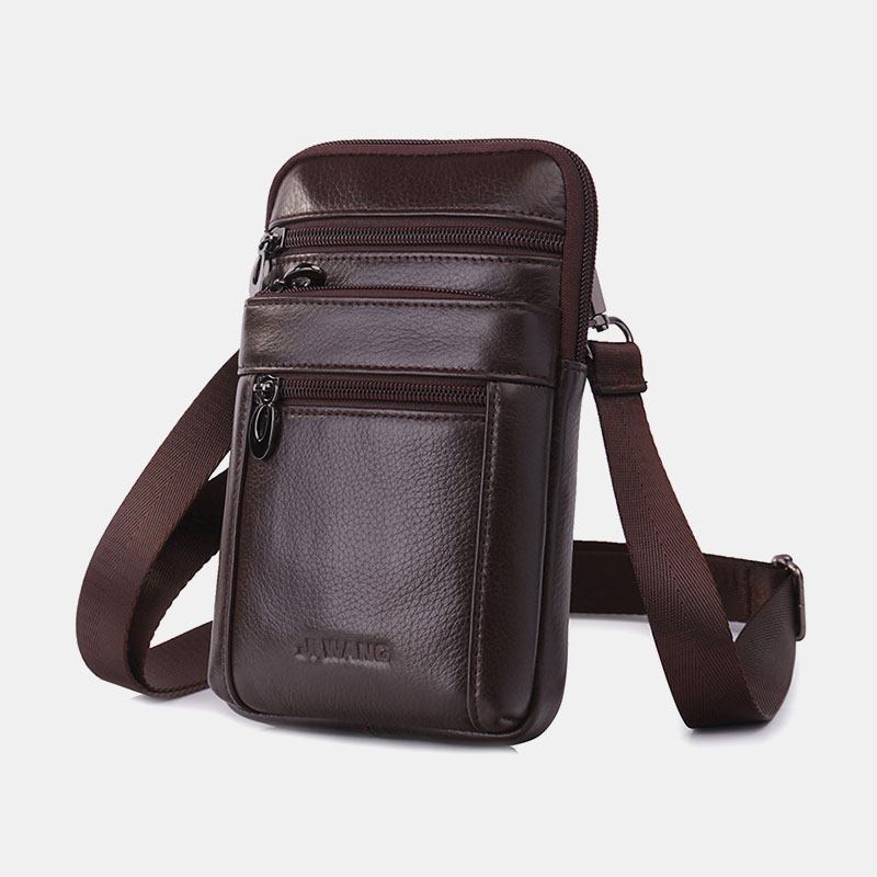 Menn Ekte Skinn 7 Tommers Telefonveske Midjeveske Belteveske Skulderveske Crossbody-veske