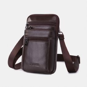 Menn Ekte Skinn 7 Tommers Telefonveske Midjeveske Belteveske Skulderveske Crossbody-veske