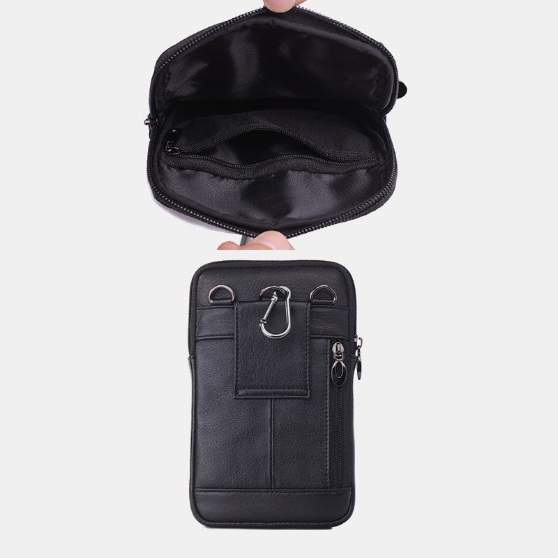 Menn Ekte Skinn 7 Tommers Telefonveske Midjeveske Belteveske Skulderveske Crossbody-veske