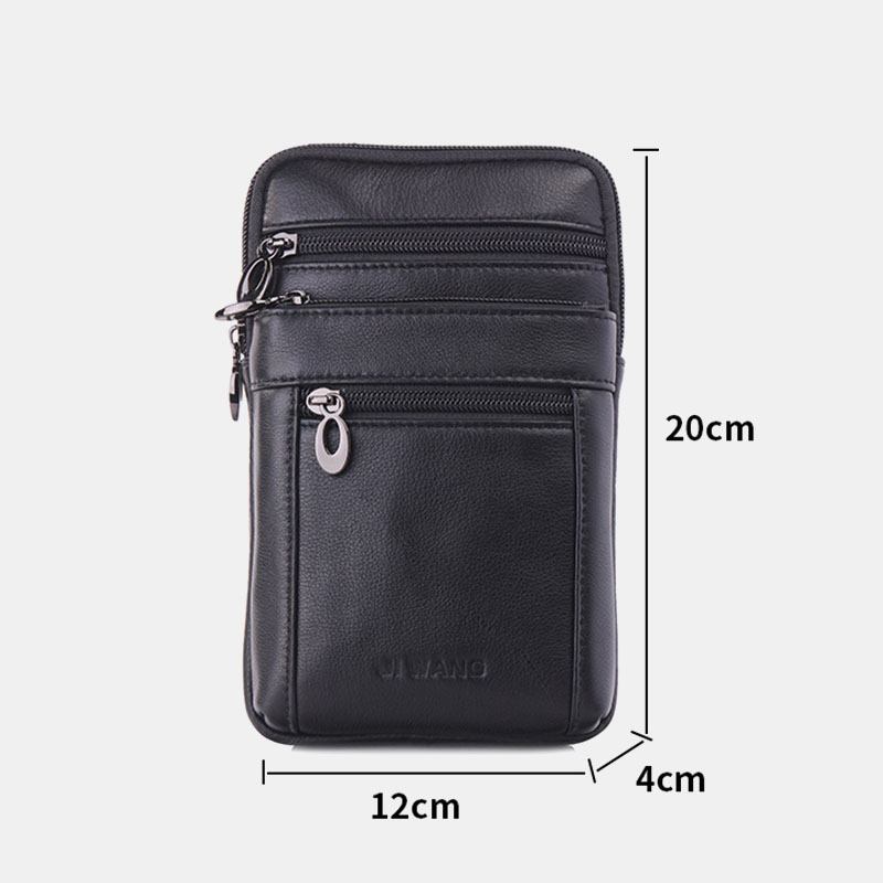 Menn Ekte Skinn 7 Tommers Telefonveske Midjeveske Belteveske Skulderveske Crossbody-veske