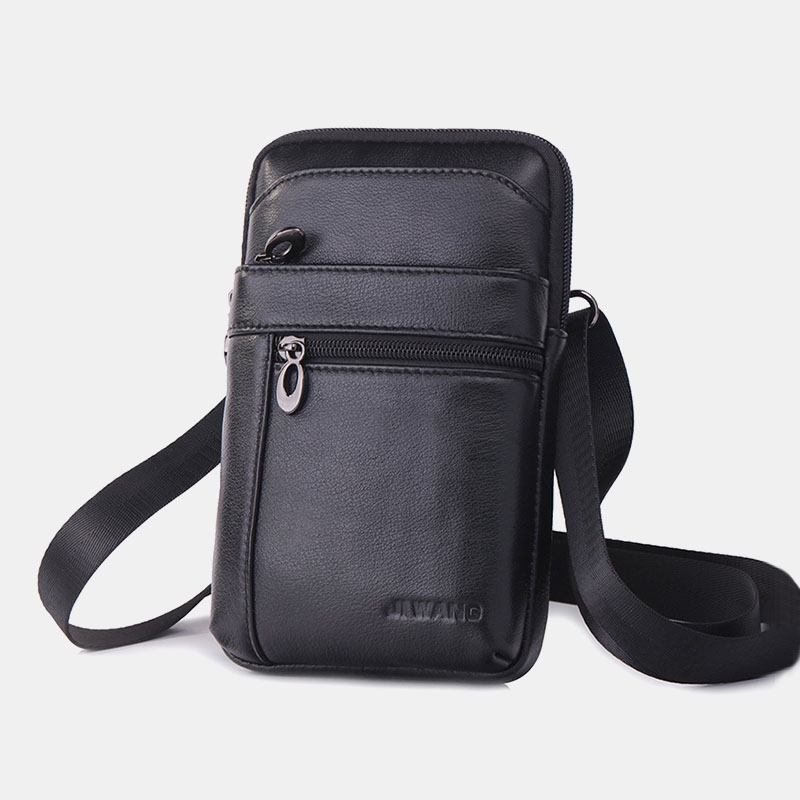 Menn Ekte Skinn 7 Tommers Telefonveske Midjeveske Belteveske Skulderveske Crossbody-veske