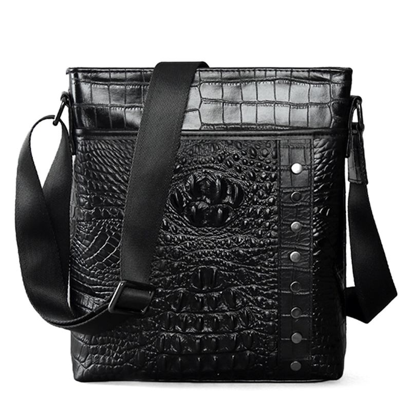 Menn Ekte Skinn Alligator Mønster Skulderveske Leisure Business Crossbody Veske Koffert