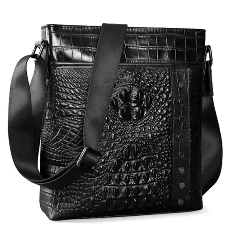 Menn Ekte Skinn Alligator Mønster Skulderveske Leisure Business Crossbody Veske Koffert