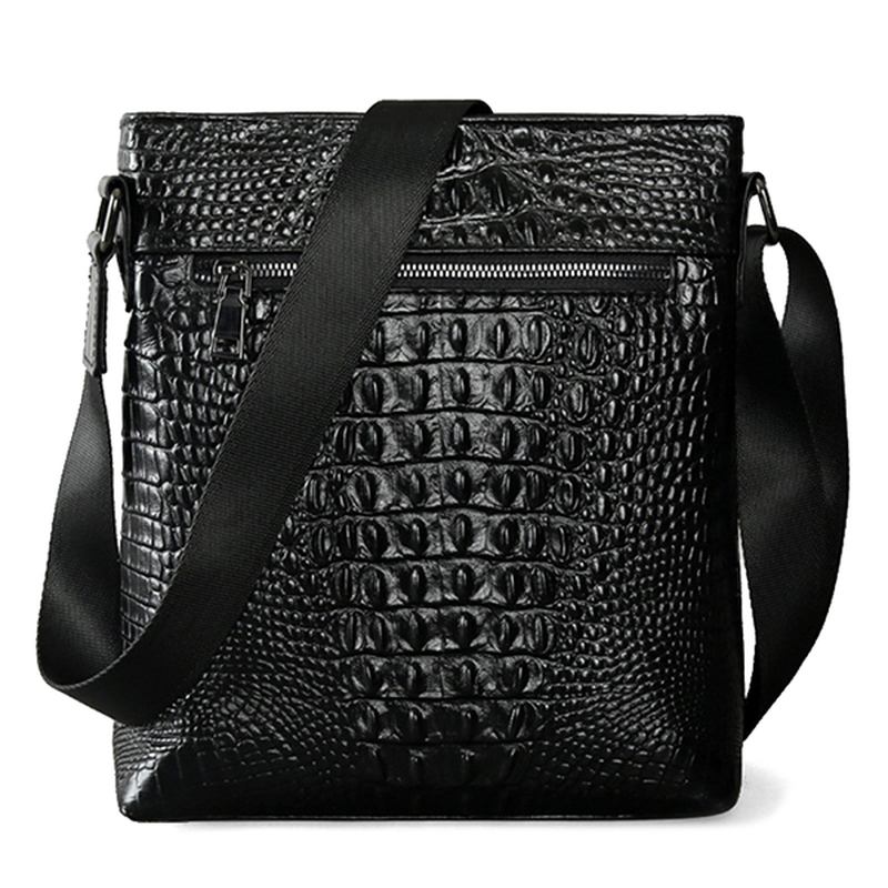 Menn Ekte Skinn Alligator Mønster Skulderveske Leisure Business Crossbody Veske Koffert