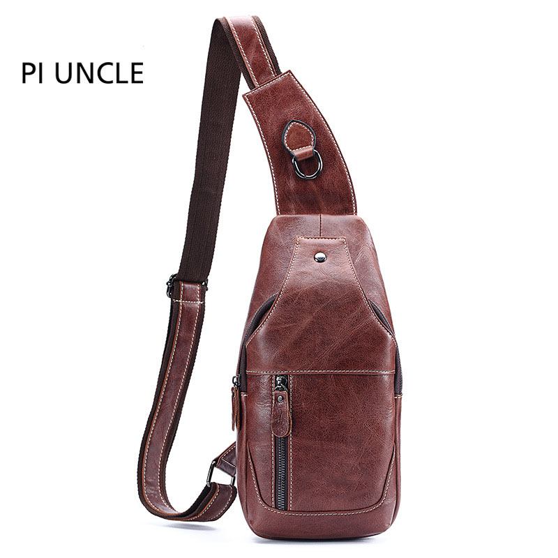 Menn Ekte Skinn Anti-theft Crossbody Veske Brystveske