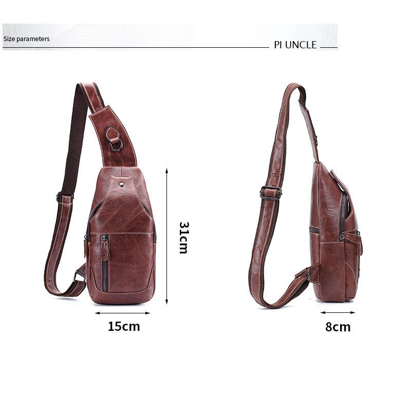 Menn Ekte Skinn Anti-theft Crossbody Veske Brystveske