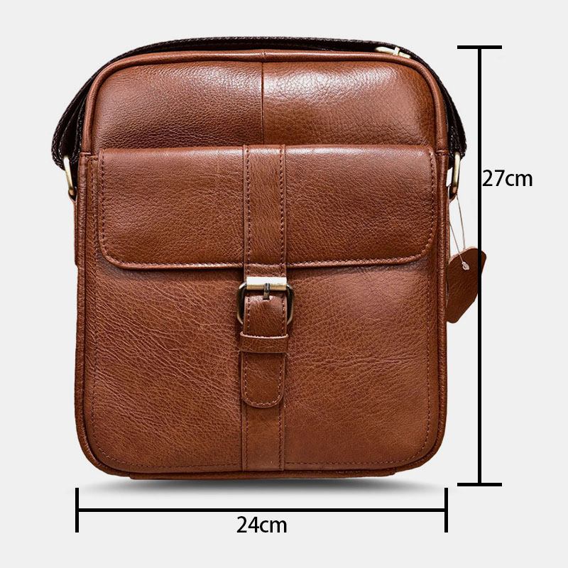 Menn Ekte Skinn Anti-tyveri Slitasjebestandig Crossbody Veske Vintage Vanntett Skulderveske