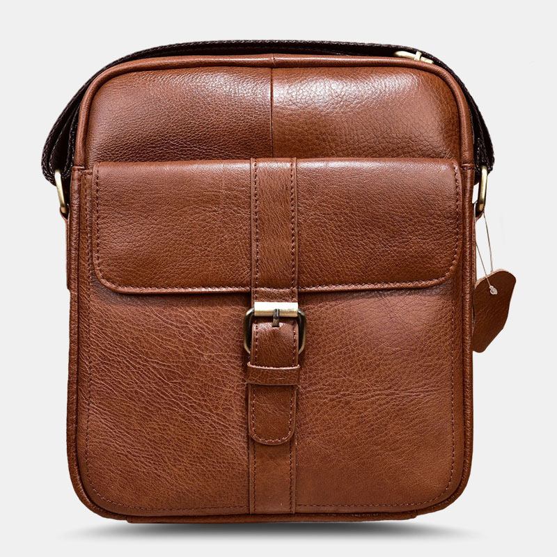 Menn Ekte Skinn Anti-tyveri Slitasjebestandig Crossbody Veske Vintage Vanntett Skulderveske