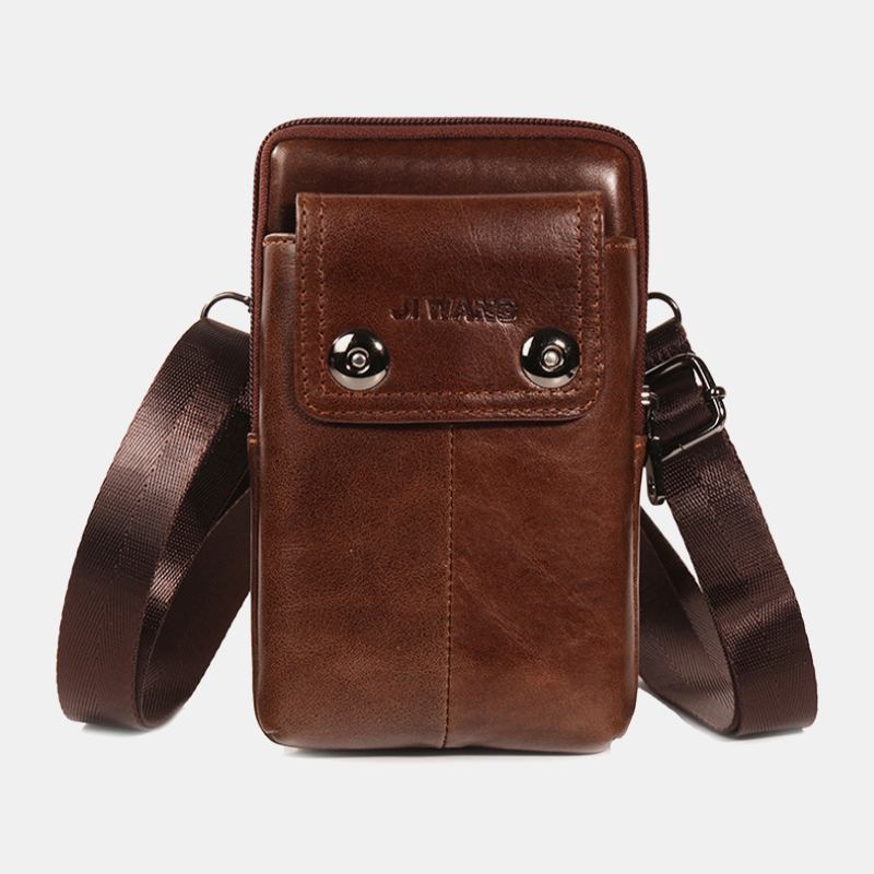 Menn Ekte Skinn Belte Phone Veske Fritids Crossbody Veske Skulderveske